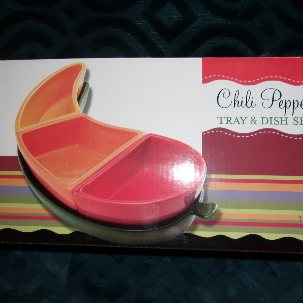 Chili Pepper Tray & Dish Set